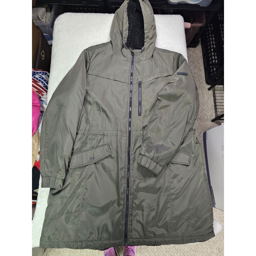 Lucky Brand Womens Sherpa-lined Hooded Anorak Mid Length Drawstring Jacket